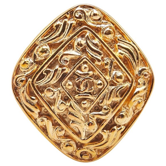 Chanel Coco Mark diamond brooch, gold plated, women's. - Picture 1 of 5